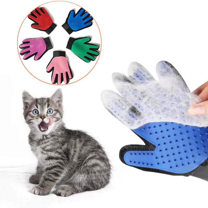 Brosse colorée de Deshedding de cheveux de gants de toilettage de chat/chien pour Bath propre fournisseur