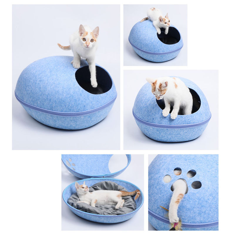 Lit naturel de chat de feutre, type drôle d'oeufs de lits de caverne de chien Chambre d'ANIMAL FAMILIER avec le tapis de coussin fournisseur