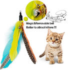 Jouet escamotable de chat, jouet de baguette magique de plume de chat avec des plumes d'oiseaux de 1 de Polonais 7 ver d'attachements fournisseur