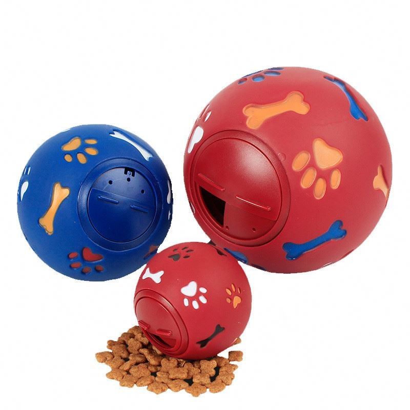 Boule d'effort de chien couleur bleue/rouge, boule de casse-croûte de chien masticable pour les animaux familiers s'exerçants fournisseur